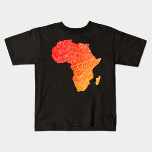 Colorful mandala art map of Africa with text in red and orange Kids T-Shirt